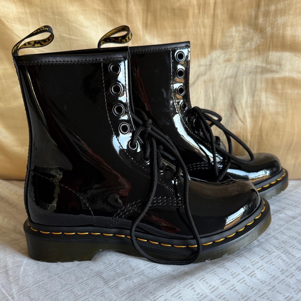 Doc Martens Air Wair 11821 Black Patent Leather Combat Boots
